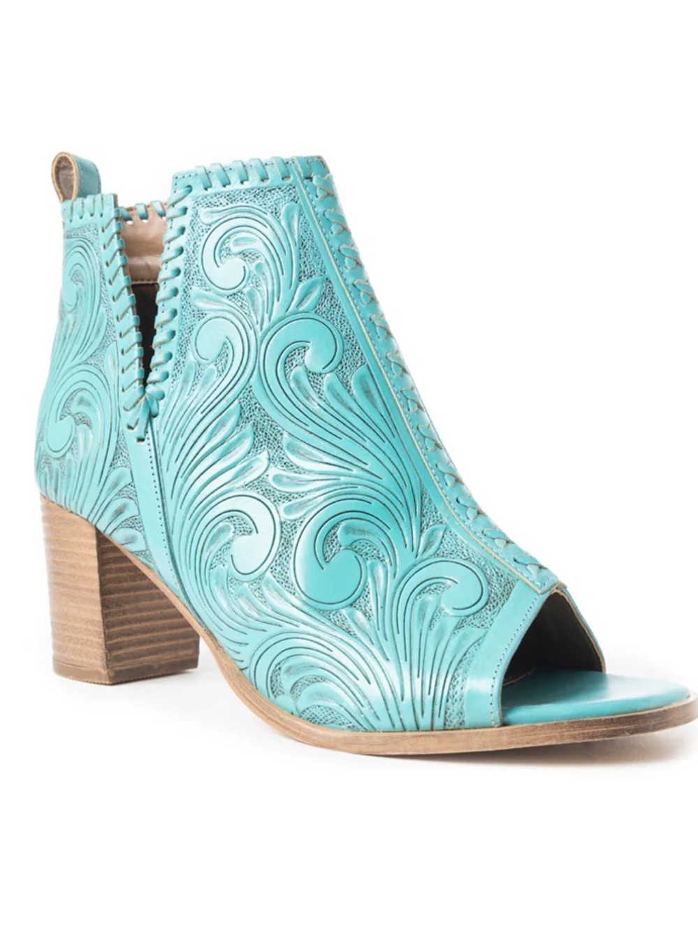 MYRA PERSIMMONEE EMBOSSED LEATHER HEELS FOR WOMEN